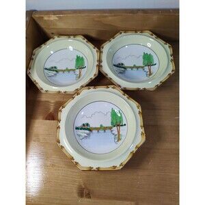Lot Of 3 1930s Grimwades Royal Winton 6.5" Bowl Bridge Scene